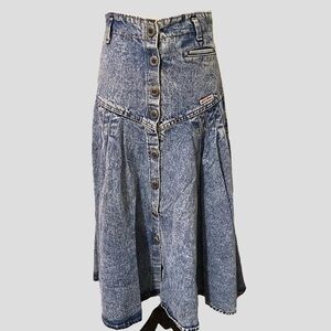 the seaway vintage denim skirt button front
